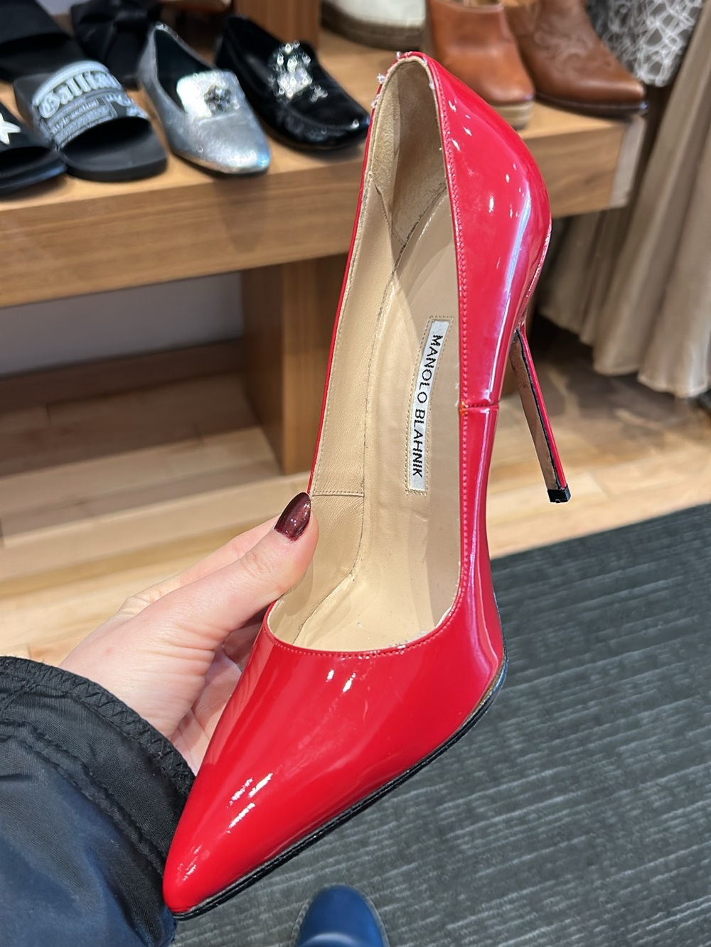 Manolo Blahnik Red Patent Pointed-Toe Stiletto Pump